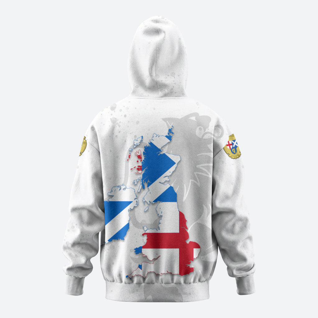 Commonwealth Of England Map Zip Hoodie Historical British Isles Flag Silhouette
