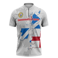 Commonwealth Of England Map Zipper Polo Shirt Historical British Isles Flag Silhouette