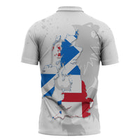 Commonwealth Of England Map Zipper Polo Shirt Historical British Isles Flag Silhouette