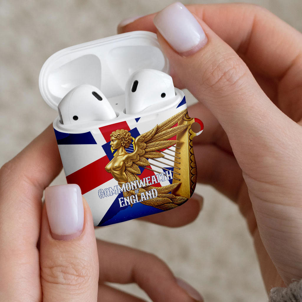 Commonwealth Of England Flag Golden Angel AirPods Case Historical British Heritage Winged Figure