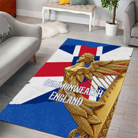 Commonwealth Of England Flag Golden Angel Area Rug Historical British Heritage Winged Figure
