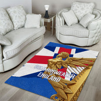 Commonwealth Of England Flag Golden Angel Area Rug Historical British Heritage Winged Figure
