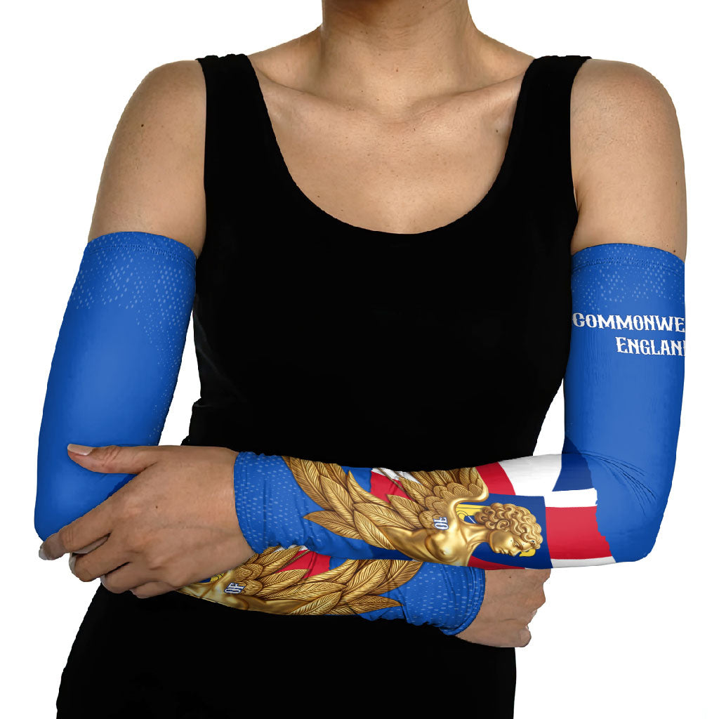 Commonwealth Of England Flag Golden Angel Arm Sleeves Historical British Heritage Winged Figure