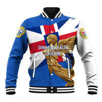 Commonwealth Of England Flag Golden Angel Baseball Jacket Historical British Heritage Winged Figure