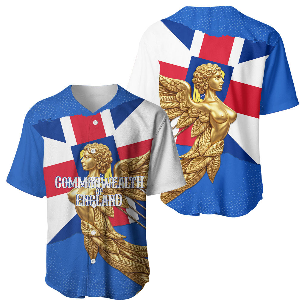 Commonwealth Of England Flag Golden Angel Baseball Jersey Historical British Heritage Winged Figure