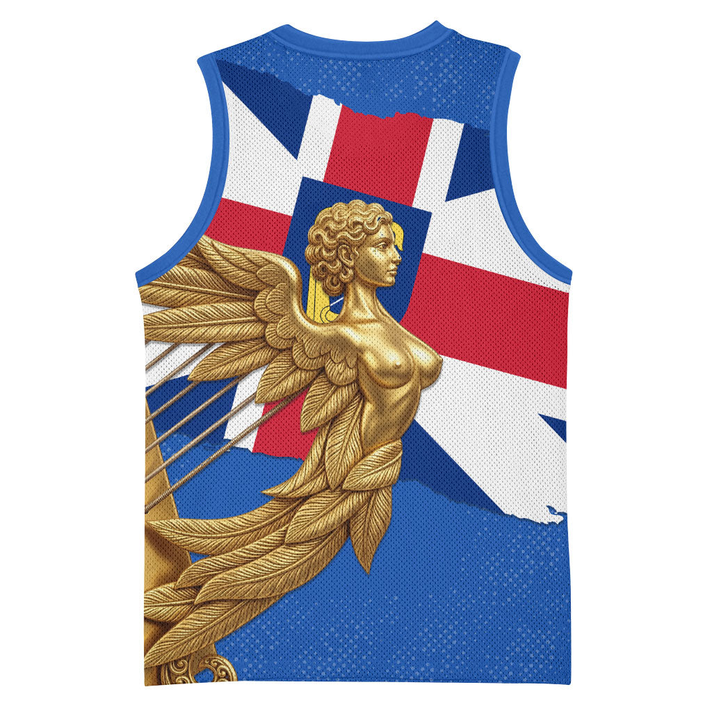 Commonwealth Of England Flag Golden Angel Basketball Jersey Historical British Heritage Winged Figure
