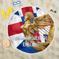 Commonwealth Of England Flag Golden Angel Beach Blanket Historical British Heritage Winged Figure