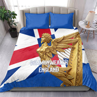 Commonwealth Of England Flag Golden Angel Bedding Set Historical British Heritage Winged Figure