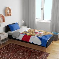 Commonwealth Of England Flag Golden Angel Bedding Set Historical British Heritage Winged Figure
