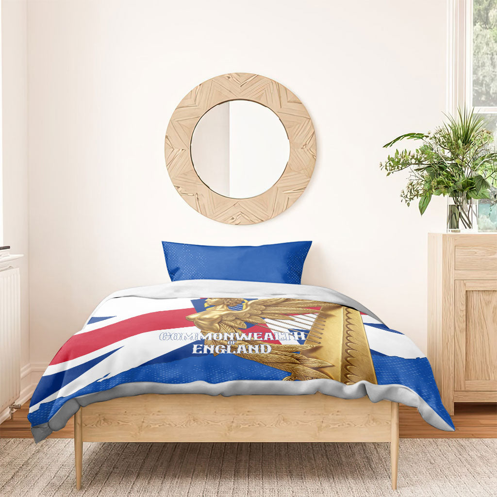 Commonwealth Of England Flag Golden Angel Bedding Set Historical British Heritage Winged Figure