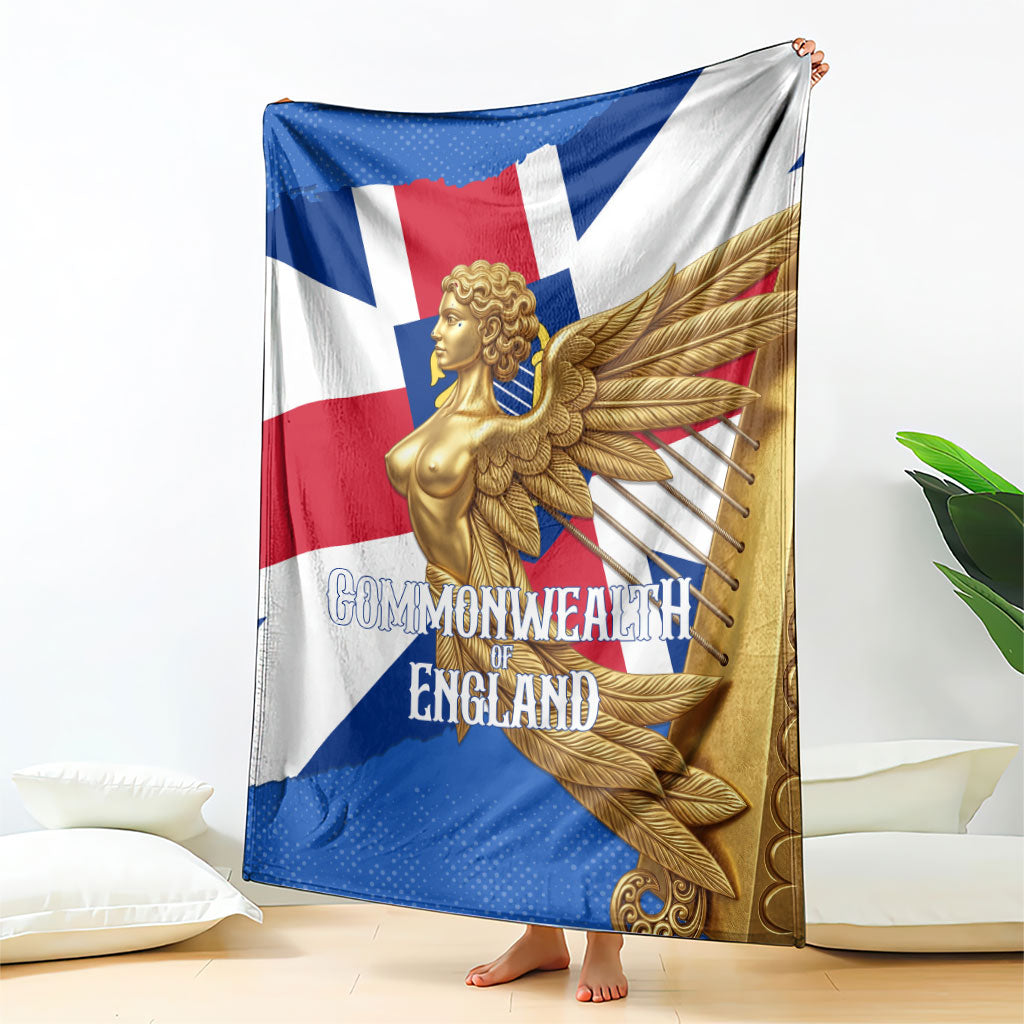 Commonwealth Of England Flag Golden Angel Blanket Historical British Heritage Winged Figure