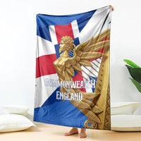 Commonwealth Of England Flag Golden Angel Blanket Historical British Heritage Winged Figure