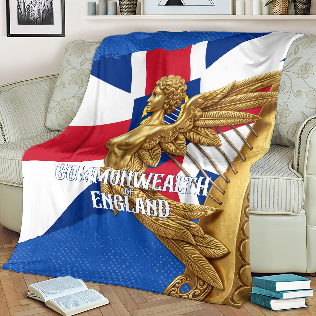 Commonwealth Of England Flag Golden Angel Blanket Historical British Heritage Winged Figure