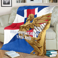 Commonwealth Of England Flag Golden Angel Blanket Historical British Heritage Winged Figure