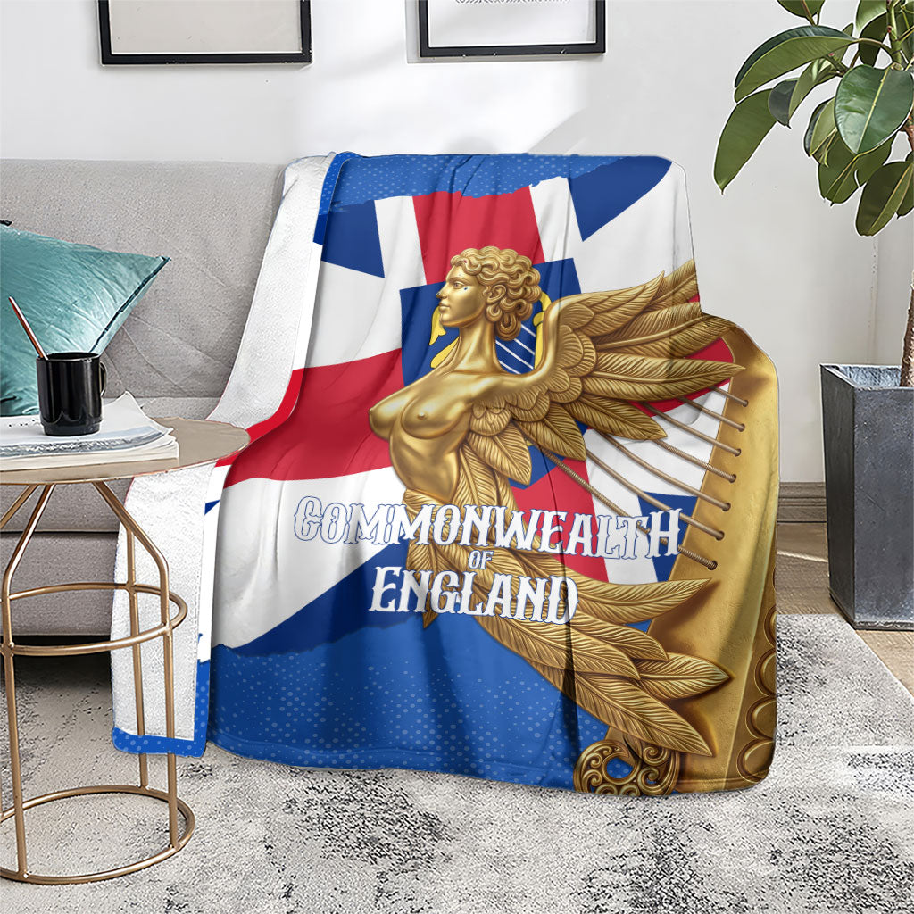 Commonwealth Of England Flag Golden Angel Blanket Historical British Heritage Winged Figure