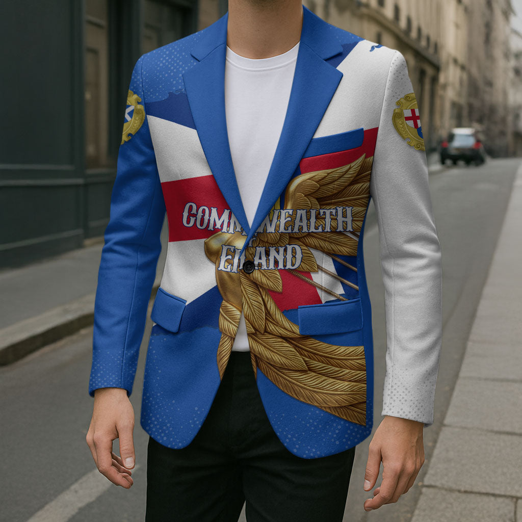 Commonwealth Of England Flag Golden Angel Blazer Historical British Heritage Winged Figure