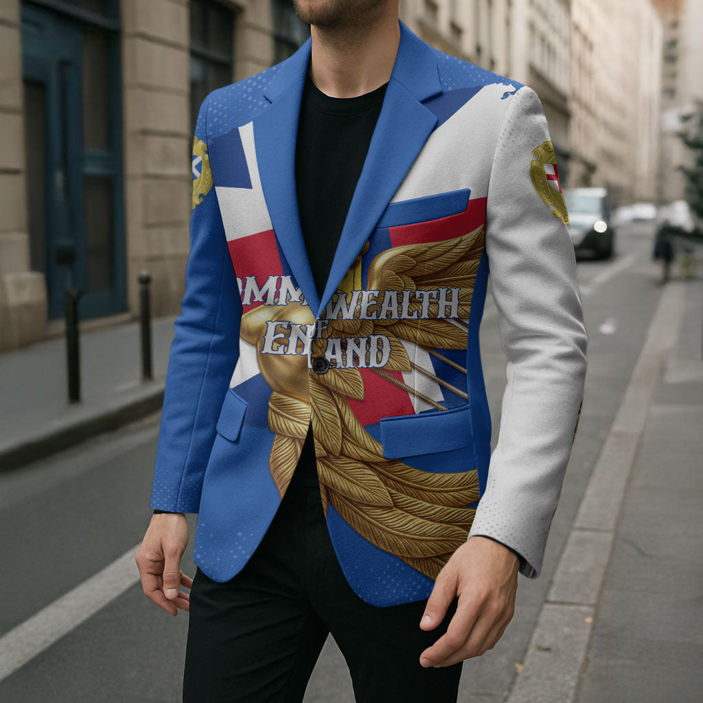 Commonwealth Of England Flag Golden Angel Blazer Historical British Heritage Winged Figure