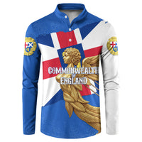 Commonwealth Of England Flag Golden Angel Button Sweatshirt Historical British Heritage Winged Figure