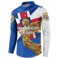 Commonwealth Of England Flag Golden Angel Button Sweatshirt Historical British Heritage Winged Figure