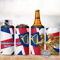 Commonwealth Of England Flag Golden Angel 4 in 1 Can Cooler Tumbler Historical British Heritage Winged Figure