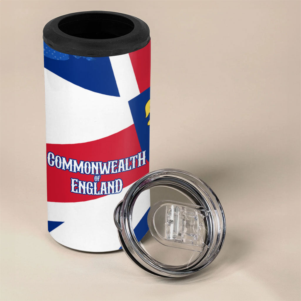Commonwealth Of England Flag Golden Angel 4 in 1 Can Cooler Tumbler Historical British Heritage Winged Figure