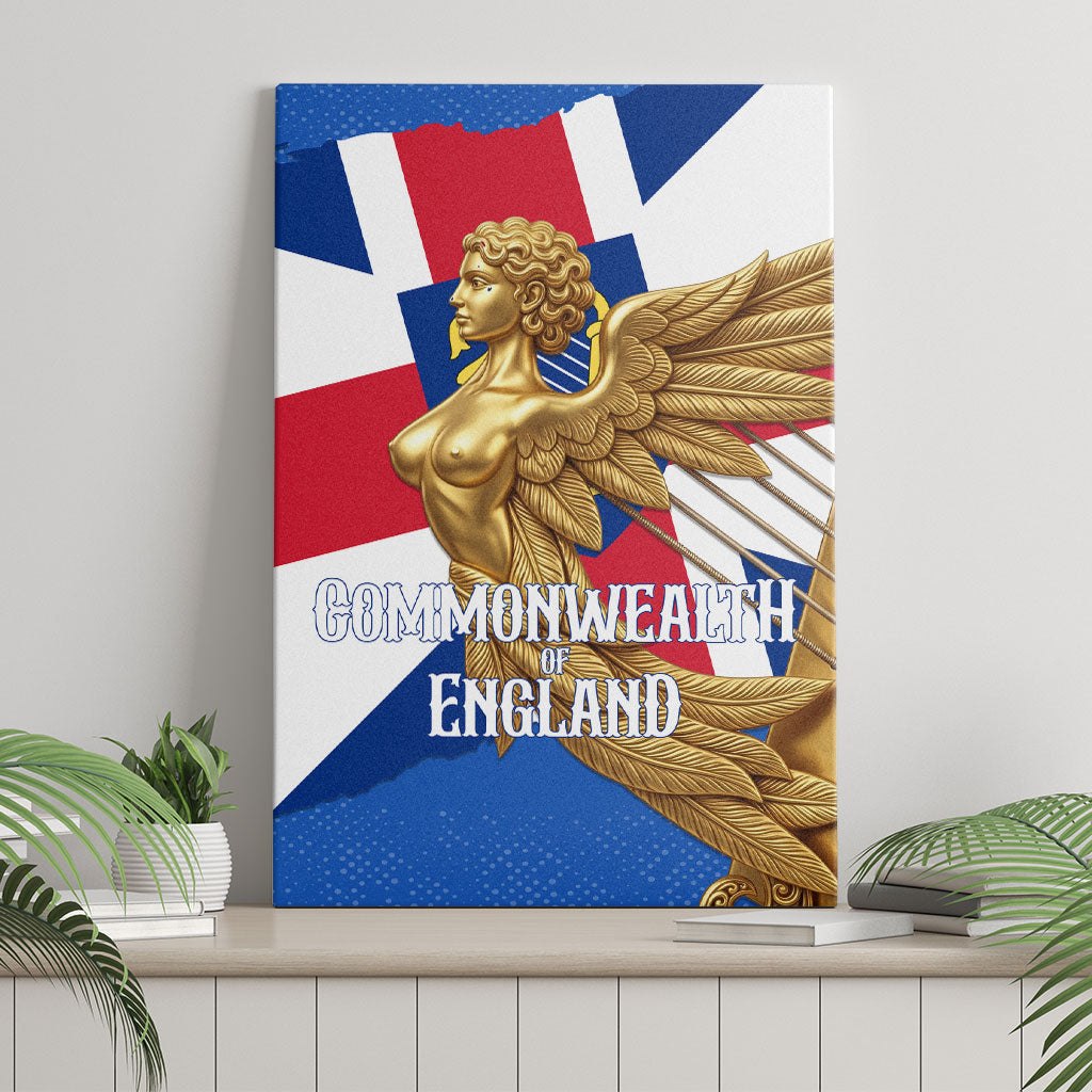 Commonwealth Of England Flag Golden Angel Canvas Wall Art Historical British Heritage Winged Figure