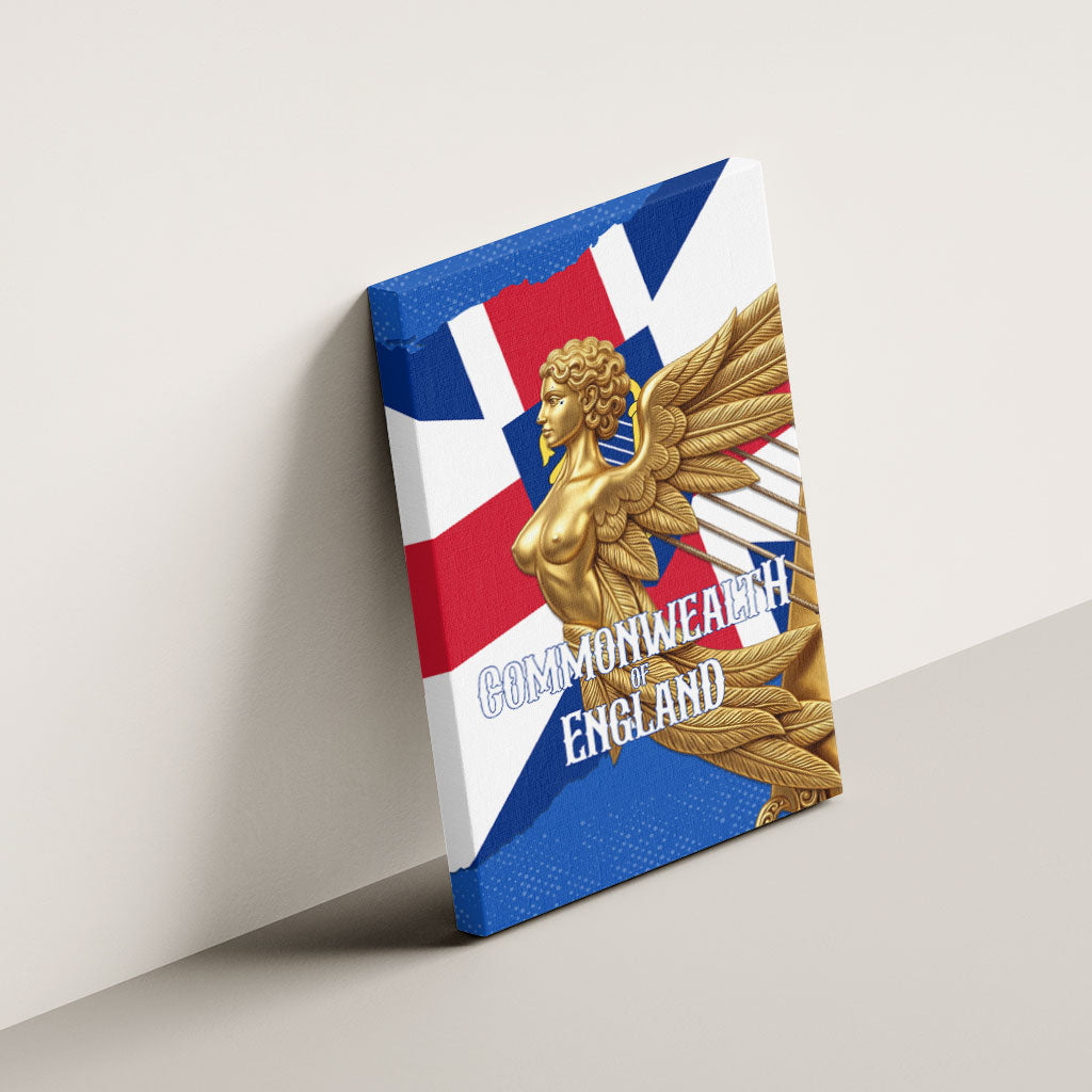 Commonwealth Of England Flag Golden Angel Canvas Wall Art Historical British Heritage Winged Figure