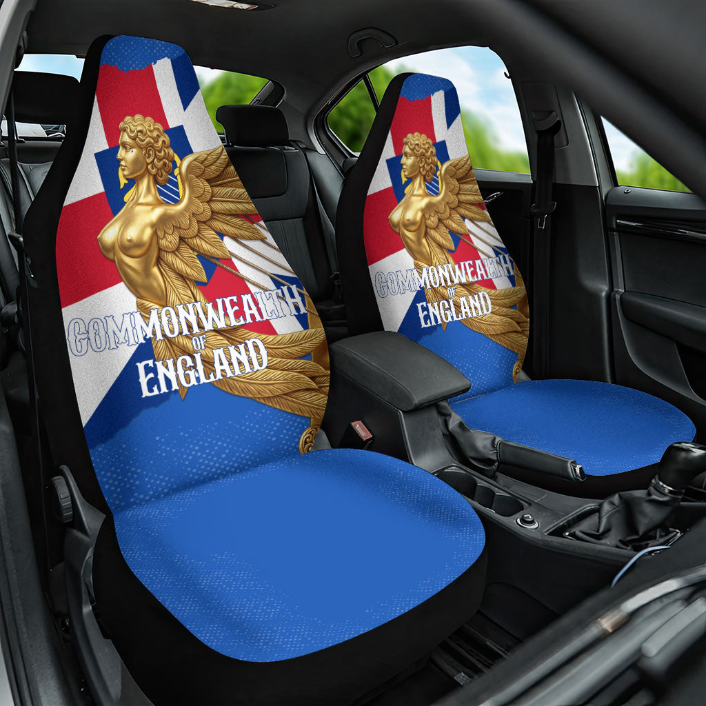 Commonwealth Of England Flag Golden Angel Car Seat Cover Historical British Heritage Winged Figure