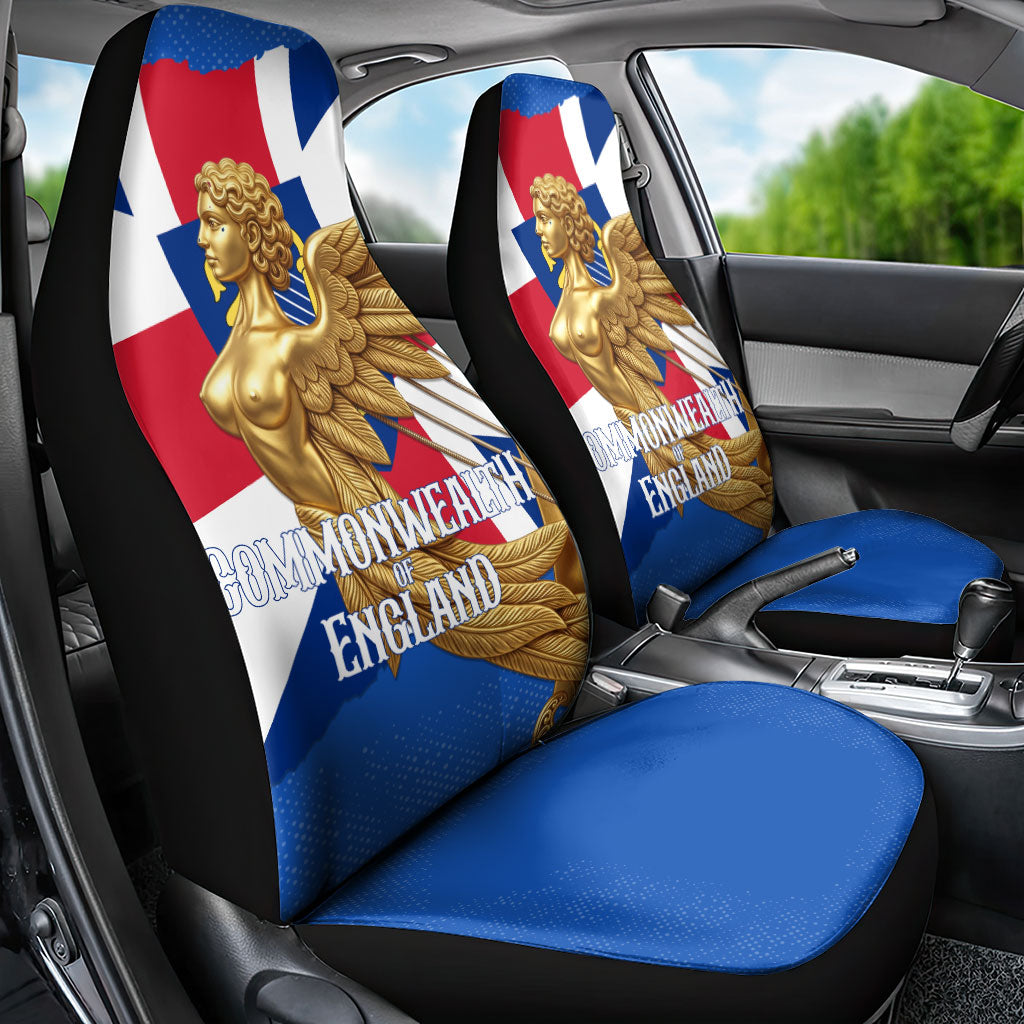 Commonwealth Of England Flag Golden Angel Car Seat Cover Historical British Heritage Winged Figure