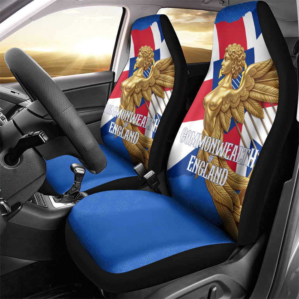 Commonwealth Of England Flag Golden Angel Car Seat Cover Historical British Heritage Winged Figure