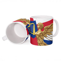 Commonwealth Of England Flag Golden Angel Ceramic Mug Historical British Heritage Winged Figure