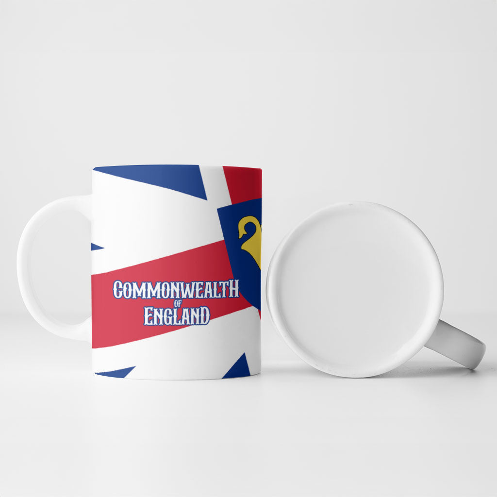 Commonwealth Of England Flag Golden Angel Ceramic Mug Historical British Heritage Winged Figure
