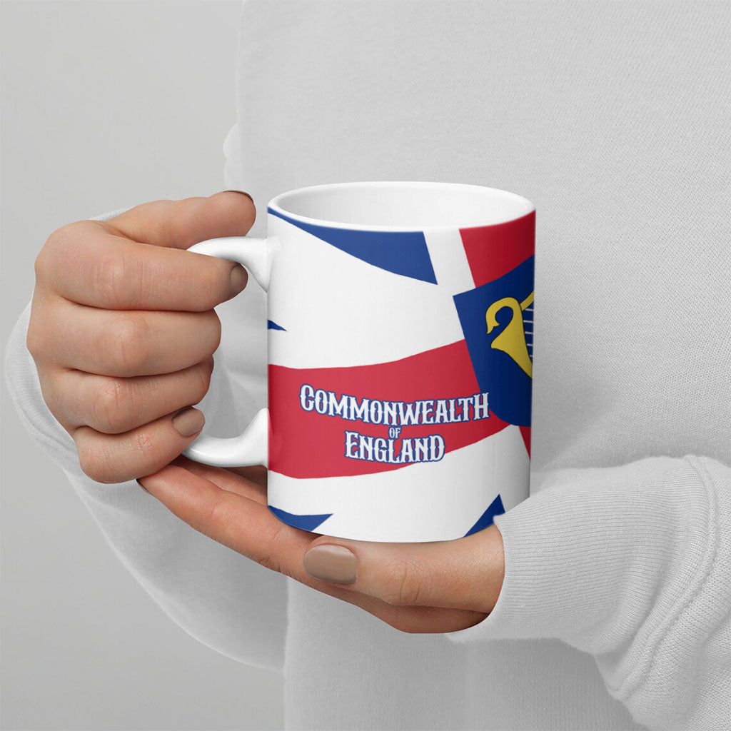 Commonwealth Of England Flag Golden Angel Ceramic Mug Historical British Heritage Winged Figure