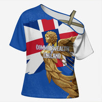 Commonwealth Of England Flag Golden Angel Cross Shoulder Shirt Historical British Heritage Winged Figure