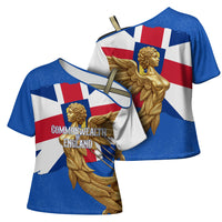 Commonwealth Of England Flag Golden Angel Cross Shoulder Shirt Historical British Heritage Winged Figure