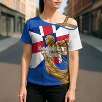 Commonwealth Of England Flag Golden Angel Cross Shoulder Shirt Historical British Heritage Winged Figure