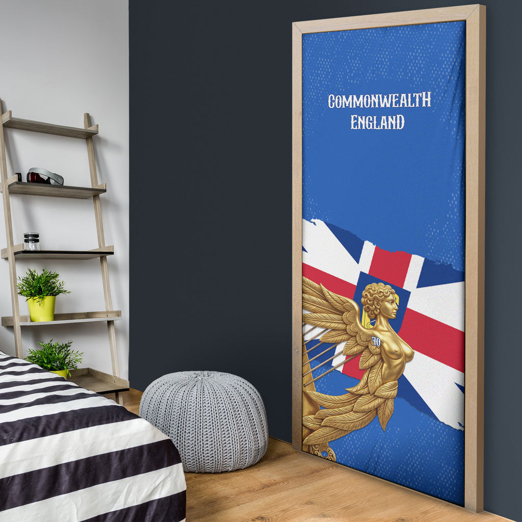 Commonwealth Of England Flag Golden Angel Door Cover Historical British Heritage Winged Figure
