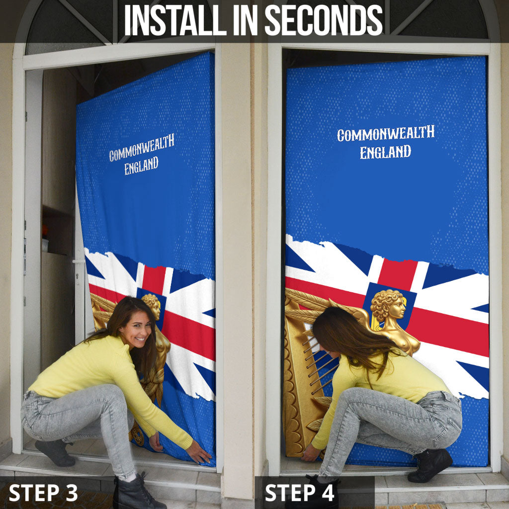 Commonwealth Of England Flag Golden Angel Door Cover Historical British Heritage Winged Figure