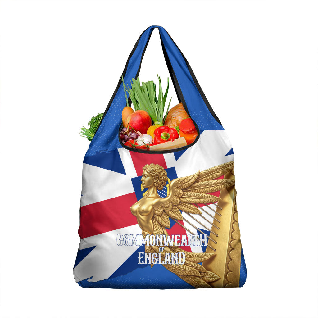 Commonwealth Of England Flag Golden Angel Grocery Bag Historical British Heritage Winged Figure