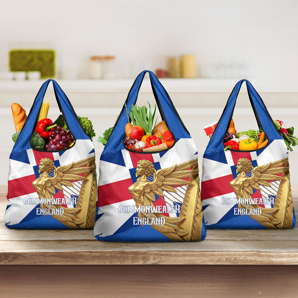 Commonwealth Of England Flag Golden Angel Grocery Bag Historical British Heritage Winged Figure