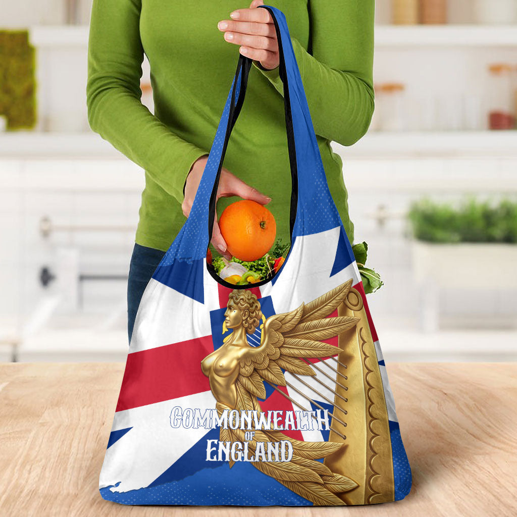 Commonwealth Of England Flag Golden Angel Grocery Bag Historical British Heritage Winged Figure
