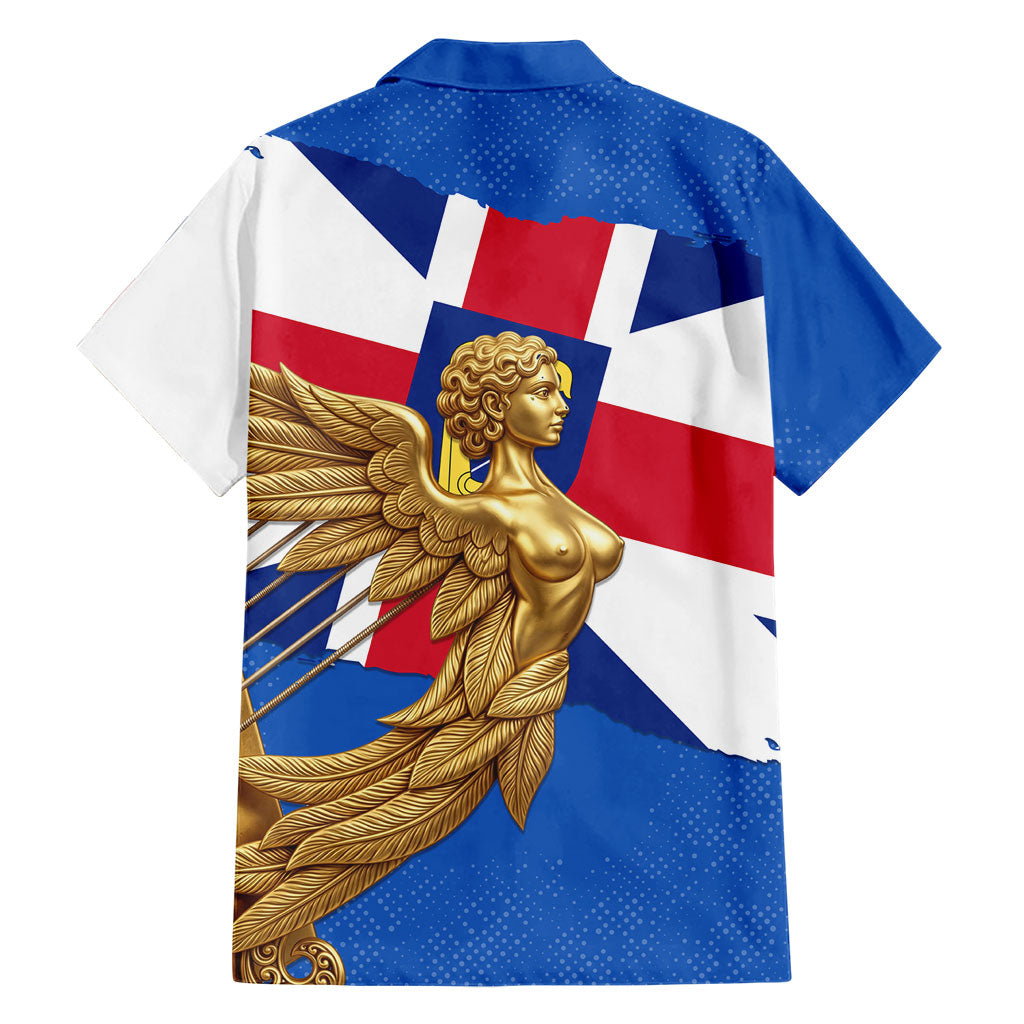 Commonwealth Of England Flag Golden Angel Hawaiian Shirt Historical British Heritage Winged Figure