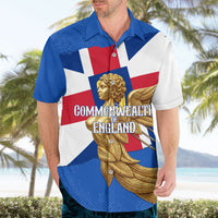 Commonwealth Of England Flag Golden Angel Hawaiian Shirt Historical British Heritage Winged Figure