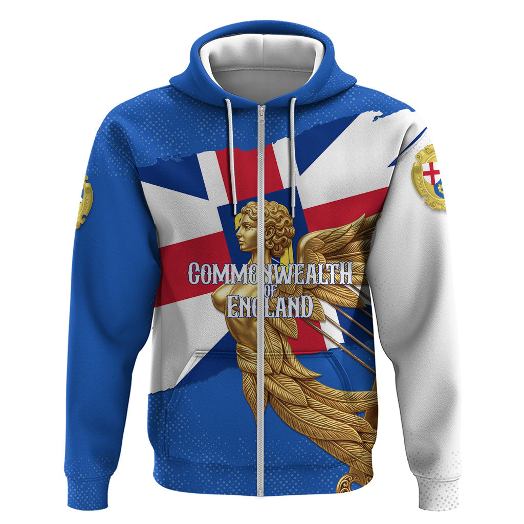 Commonwealth Of England Flag Golden Angel Hoodie Historical British Heritage Winged Figure