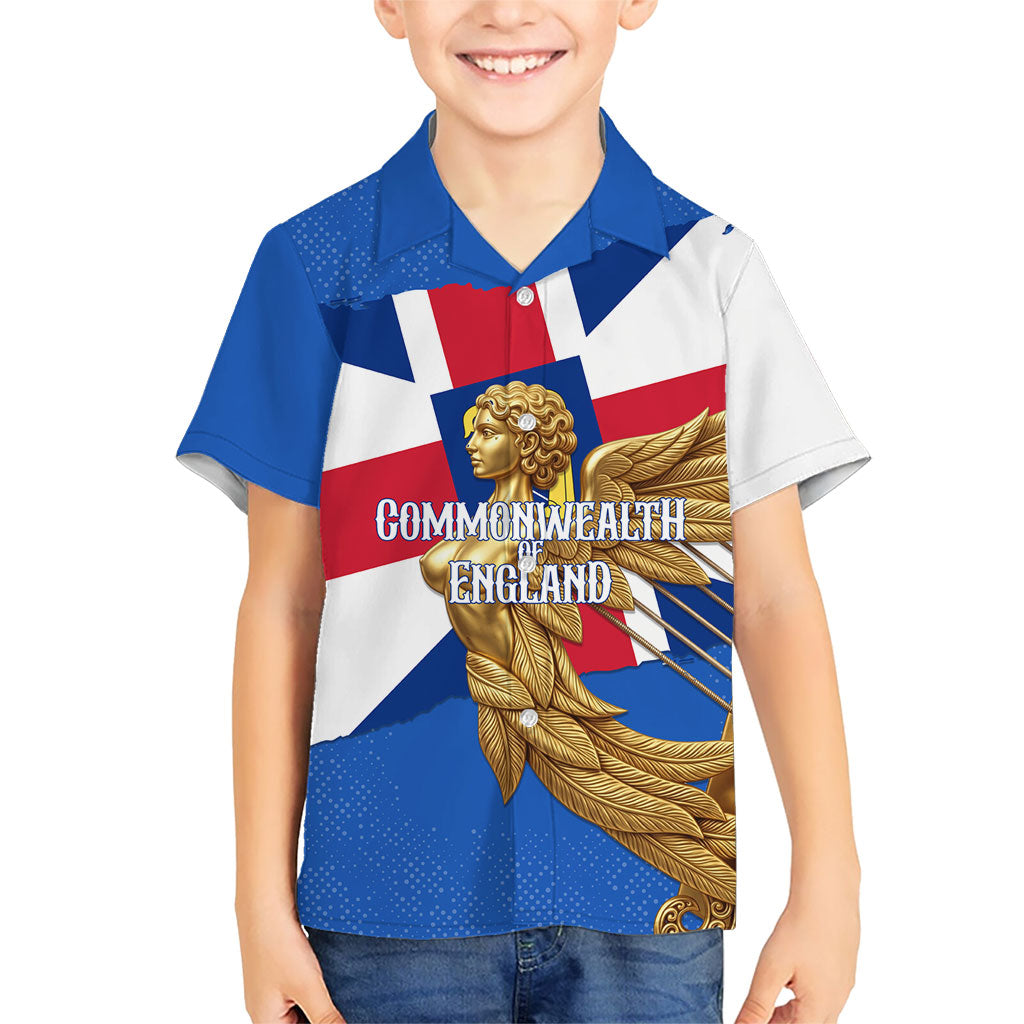Commonwealth Of England Flag Golden Angel Kid Hawaiian Shirt Historical British Heritage Winged Figure