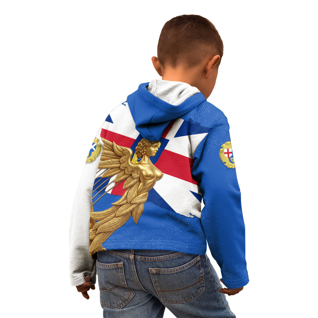 Commonwealth Of England Flag Golden Angel Kid Hoodie Historical British Heritage Winged Figure