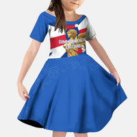 Commonwealth Of England Flag Golden Angel Kid Short Sleeve Dress Historical British Heritage Winged Figure