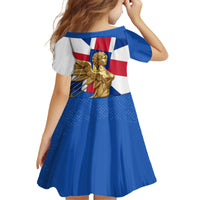 Commonwealth Of England Flag Golden Angel Kid Short Sleeve Dress Historical British Heritage Winged Figure