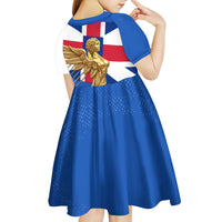 Commonwealth Of England Flag Golden Angel Kid Short Sleeve Dress Historical British Heritage Winged Figure