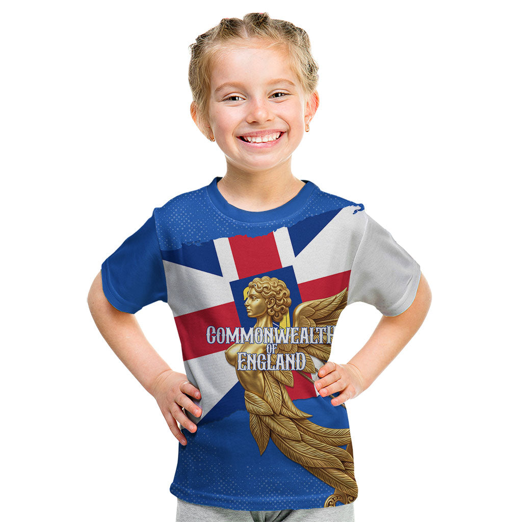 Commonwealth Of England Flag Golden Angel Kid T Shirt Historical British Heritage Winged Figure
